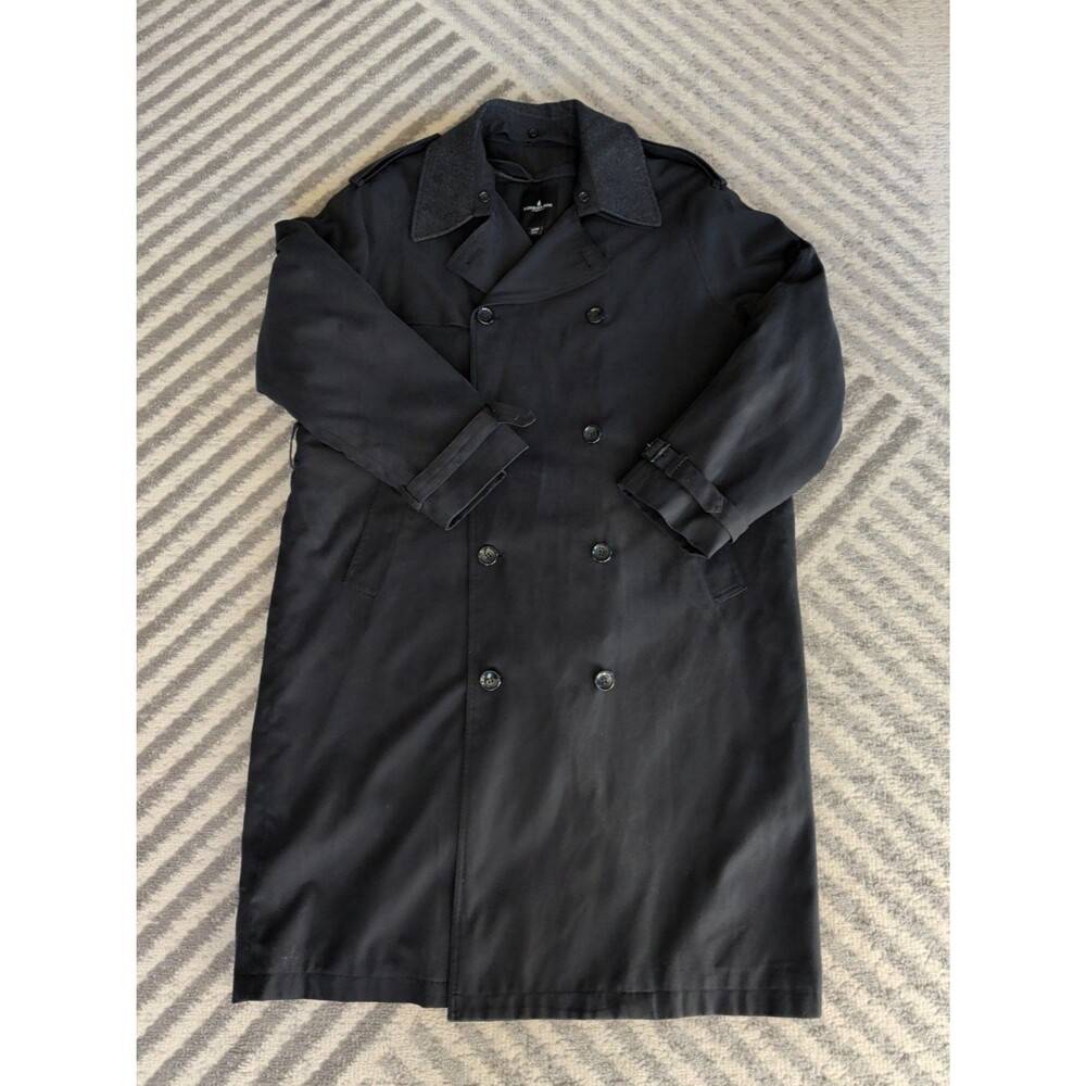 London Fog Men's Black Trench Coat With Removable Insulated Liner Size 42